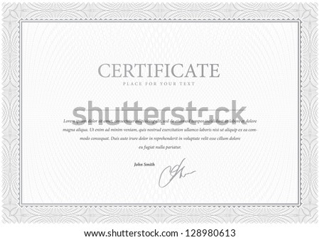 Certificate. Design Gray. Vector pattern that is used in currency and diplomas Royalty-Free Stock Photo #128980613