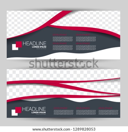 Banner for advertisement. Flyer design or web template set. Vector illustration commercial promotion background. Grey and red color.