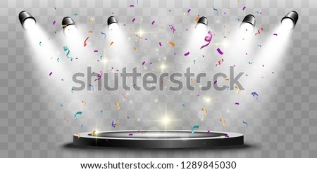 Winner background with signs of first, second and third place on a round pedestal. Vector winner podium sports symbols.
 Royalty-Free Stock Photo #1289845030