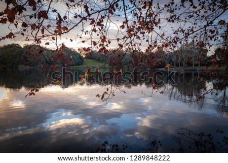 Lake Marion in autumn fall colors,  Biarritz, Basque country, France