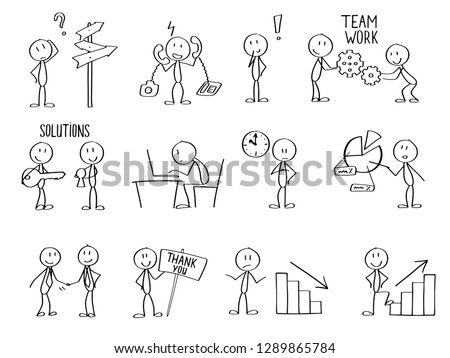 Set of stick men figures for business purposes or presentations.  Royalty-Free Stock Photo #1289865784