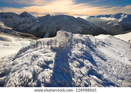 Mountains with snow in winter,