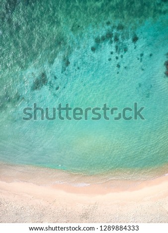 Aerial view of the waves of the Indian Ocean. South coast of Sri Lanka. High tide.