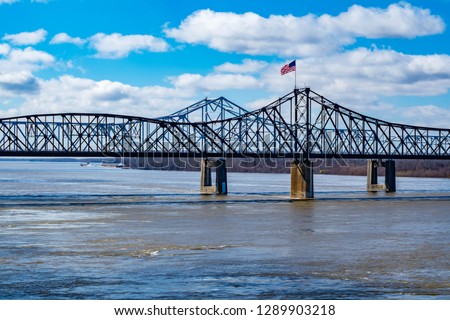 Old Vicksburg Bridge crosses the Mississippi River on the border of Mississippi and Louisiana