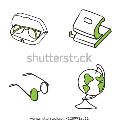 Set of Educations and Sciences doodle icons. Vector illustration