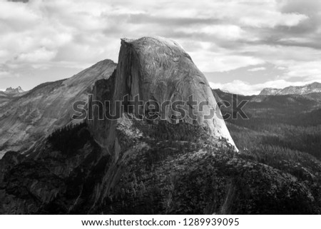 Half Dome in Yosemite Valley High Contrast Black and White