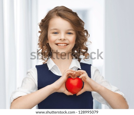 picture of beautiful girl with small heart
