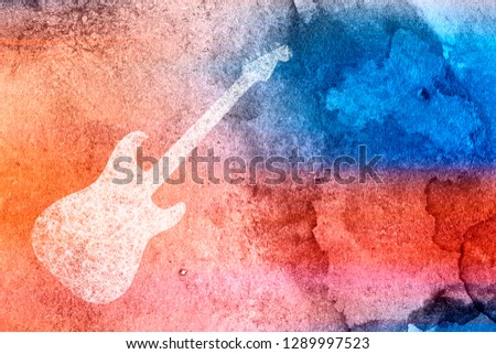 Abstract Modern Water Color Electric Guitar Background