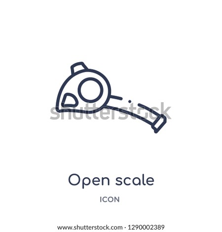 Linear open scale icon from Construction tools outline collection. Thin line open scale vector isolated on white background. open scale trendy illustration