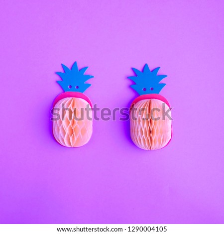 Paper Fruits Flat Lay. Healthy Food Creative Contemporary Art Concept. 