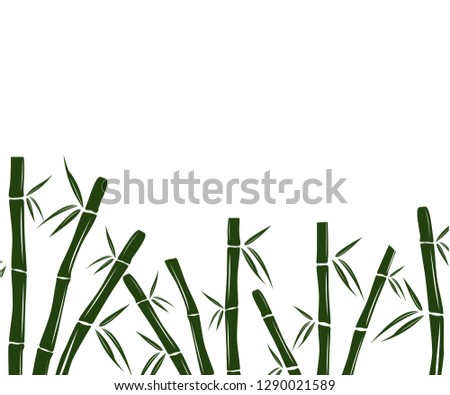 green bamboo branch and leaf vector background design template