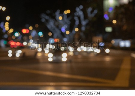 Blur focused urban abstract texture bokeh city lights & traffic jams in London. Big city traffic