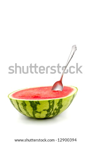 Watermelon Half used as a Bowl with Spoon