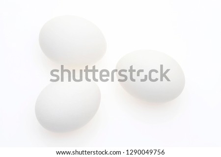 White eggs in a studio shot on white background