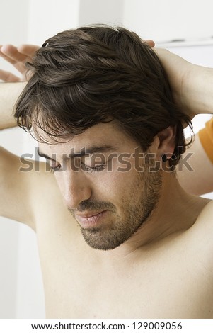 a young man, hands and massage