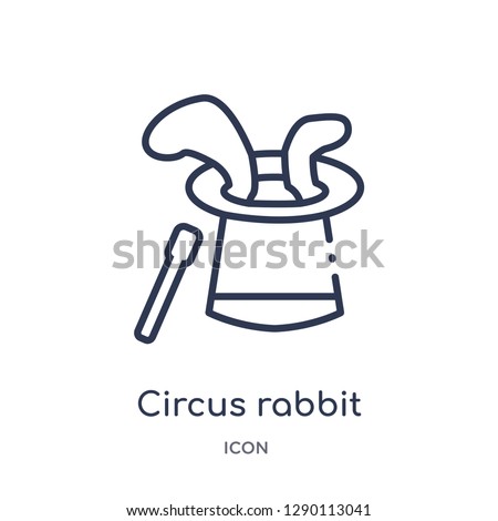 Linear circus rabbit icon from Circus outline collection. Thin line circus rabbit vector isolated on white background. circus rabbit trendy illustration