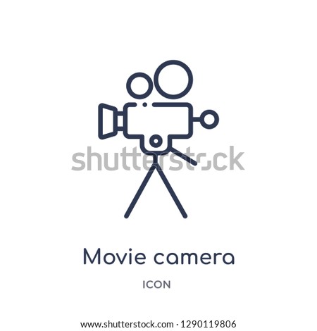 Linear movie camera icon from Cinema outline collection. Thin line movie camera vector isolated on white background. movie camera trendy illustration