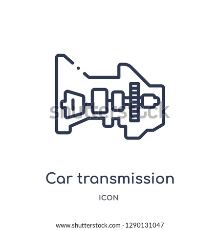 Linear car transmission icon from Car parts outline collection. Thin line car transmission vector isolated on white background. car transmission trendy illustration Royalty-Free Stock Photo #1290131047