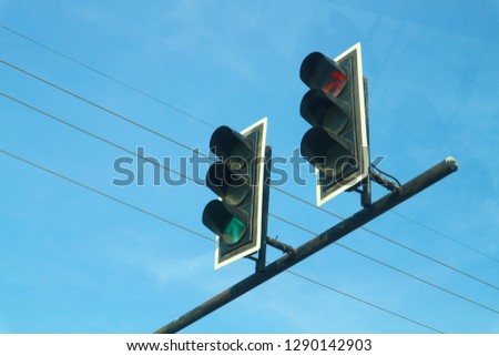traffic lights on sky background