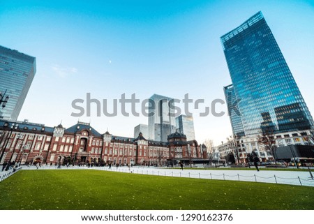 Beautiful Tokyo station building at twilight time in winter