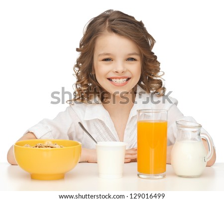 picture of beautiful girl with healthy breakfast