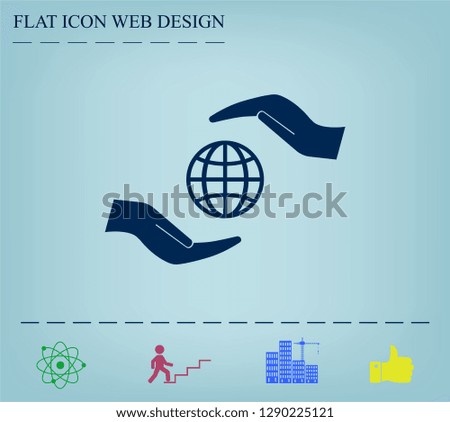 Earth insurance web icon. vector design