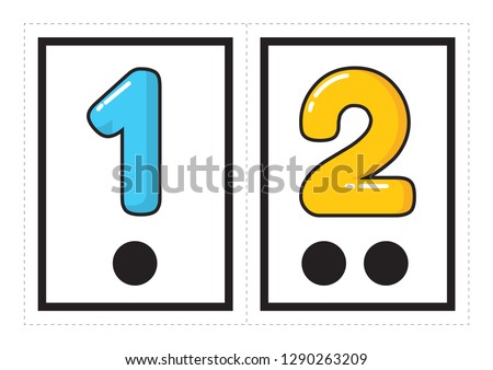Printable flash card collection for numbers  with the corresponding number of dots arranged in groups for preschool / kindergarten kids | let's learn numbers  illustration

