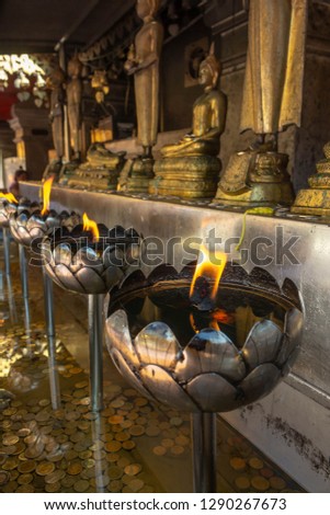 Oil lamp in Buddha temple