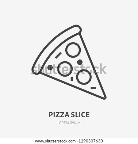Pizza flat line icon. Vector thin sign of italian fast food cafe logo. Pizzeria illustration. Royalty-Free Stock Photo #1290307630