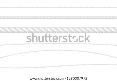 Rope String White Realistic Vector Illustration Set Royalty-Free Stock Photo #1290307972