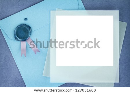 Photo frame and paper envelope with sealing wax stamp