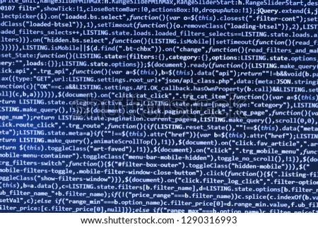HTML code on computer screen isolated on background,  PHP and coding technologies,  Programmer working in desktop laptop,  Program code - angle view JS, Closeup cooperating in web specialist apps