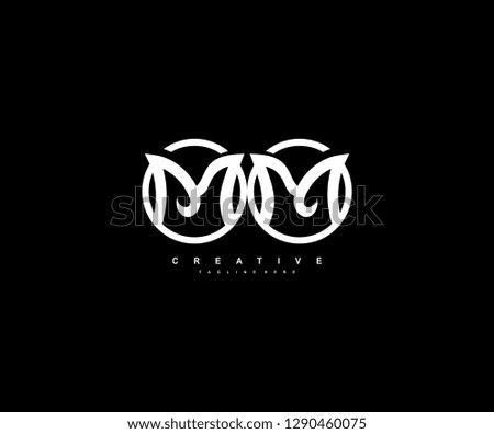 Initial MM Letter Bold Line Inside Circle Monogram Logo Design