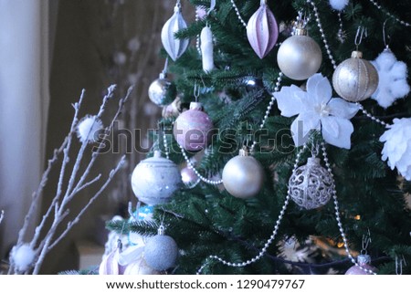 Christmas tree in ornaments.