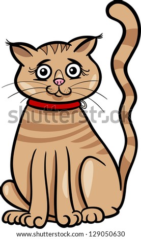 Cartoon Vector Illustration of Cute Female Cat or Kitten
