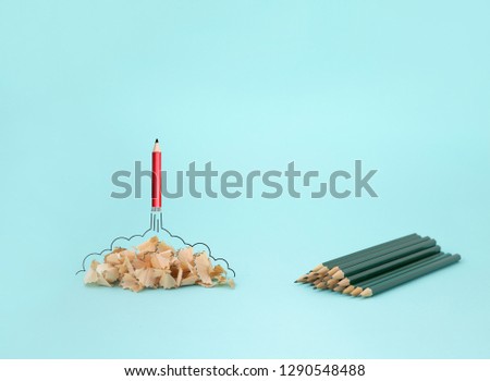 Pencil and pencil sharpener trash with jet engine, stationary