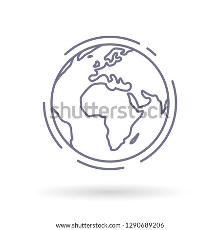 Globe icon. Earth sign. World symbol. Simple thin line icon on white background. Vector illustration.