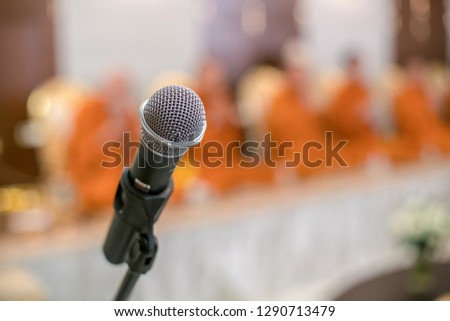 Close up of microphone in thai wedding room
