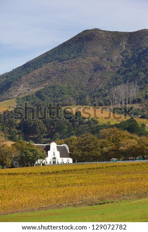 Groot Constantia, the finest surviving example of Cape Dutch architecture, and one of South Africa's foremost historical monuments tourist attractions, dates back to 1685. Royalty-Free Stock Photo #129072782