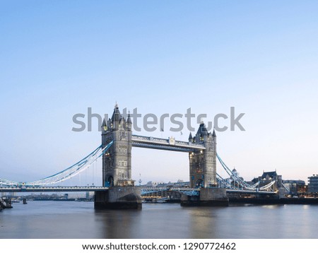 Tower Bridge and City of London skyline at dusk