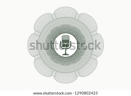Green passport money rosette with microphone icon inside