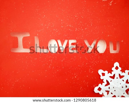I love you peper cut words with red