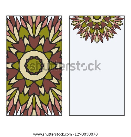 Card Template With Floral Mandala Pattern. Business Card For Fitness Center, Sport Emblem, Meditation Class. Vector Illustration