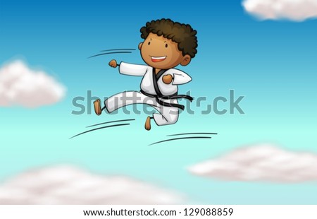 Illustration of a karate kid