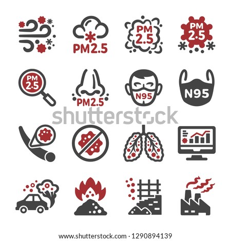 air pollution,pm 2.5 icon set,vector and illustration Royalty-Free Stock Photo #1290894139