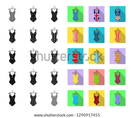 Different types of swimsuits black,flat icons in set collection for design. Swimming accessories vector symbol stock web illustration.