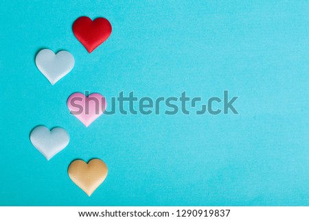 Love hearts on the blue background