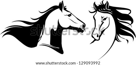 vector horses black and white
