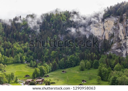 Springtime at Lauterbrunnen falls in the Bernese Oberland, Switzerland. 