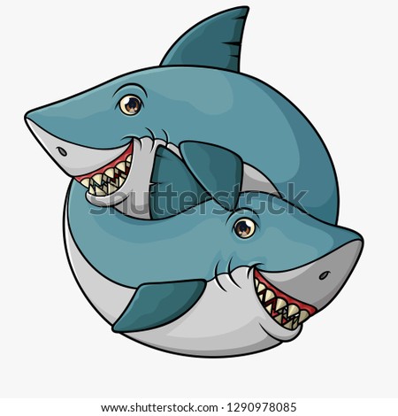 Funny Twin Sharks Cartoon